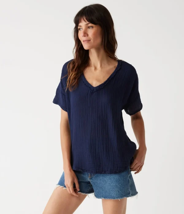 Michael Stars Gretna Fabric Mixed Tee- T-Shirts | Supima Cotton T-Shirts