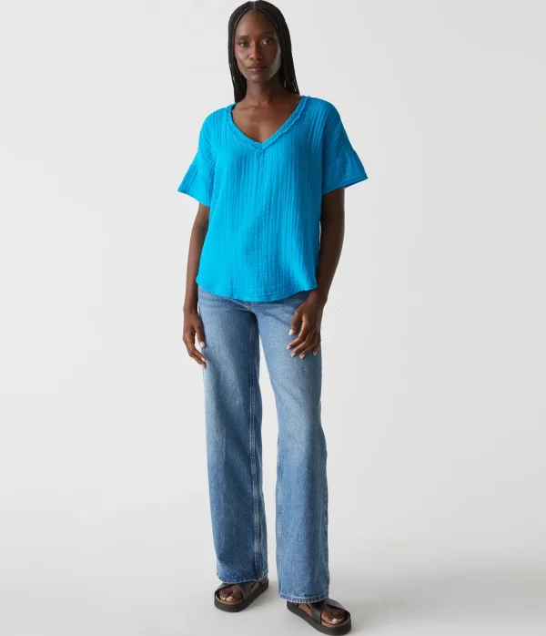 Michael Stars Gretna Fabric Mixed Tee- T-Shirts | Supima Cotton T-Shirts