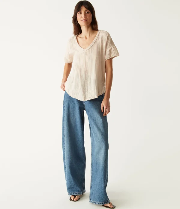Michael Stars Gretna Fabric Mixed Tee- T-Shirts | Supima Cotton T-Shirts