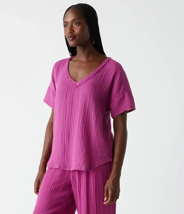 Michael Stars Gretna Fabric Mixed Tee- T-Shirts | Supima Cotton T-Shirts