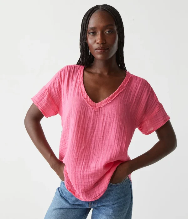 Michael Stars Gretna Fabric Mixed Tee- T-Shirts | Supima Cotton T-Shirts