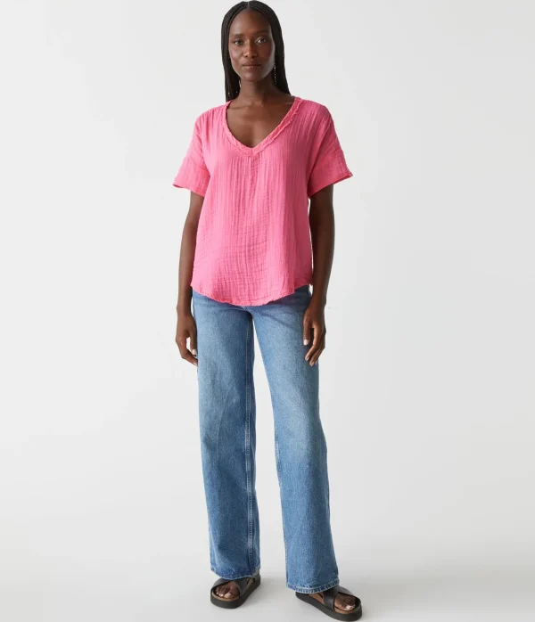 Michael Stars Gretna Fabric Mixed Tee- T-Shirts | Supima Cotton T-Shirts
