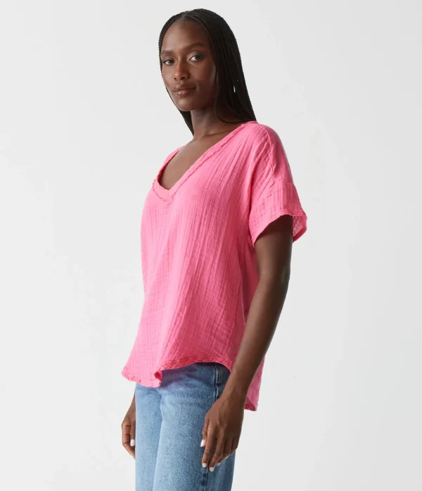 Michael Stars Gretna Fabric Mixed Tee- T-Shirts | Supima Cotton T-Shirts