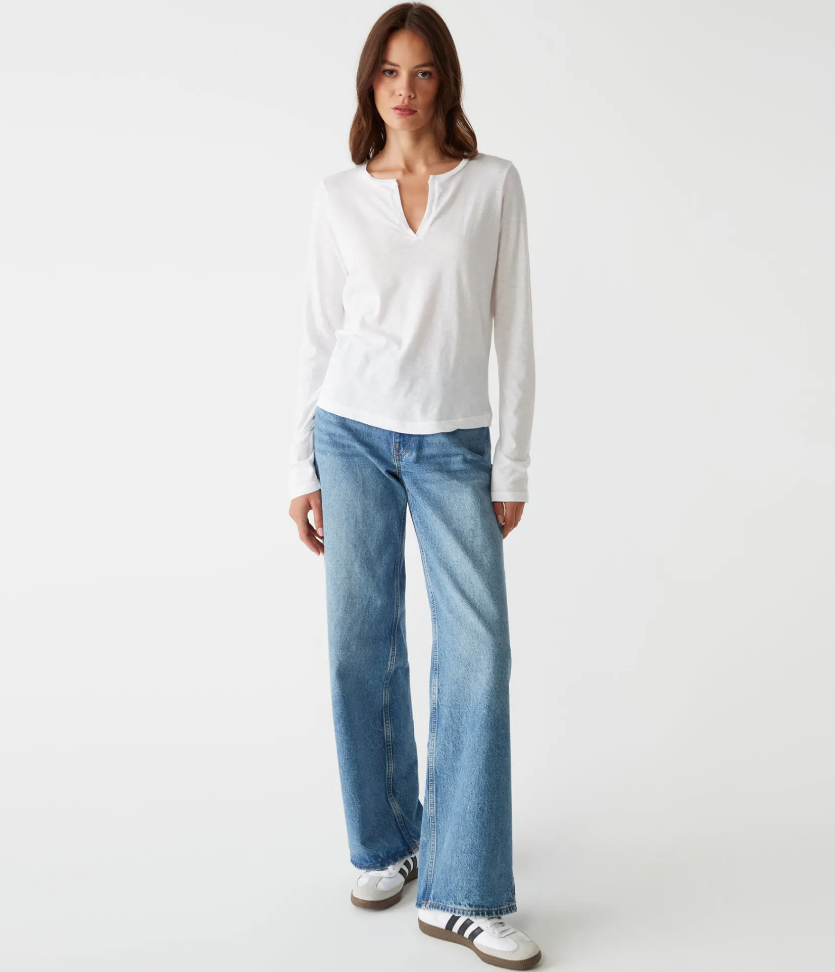 hailie_rib_mixed_tee_1.webp Michael Stars Hailie Rib Mixed Tee- T-Shirts | Supima Cotton T-Shirts