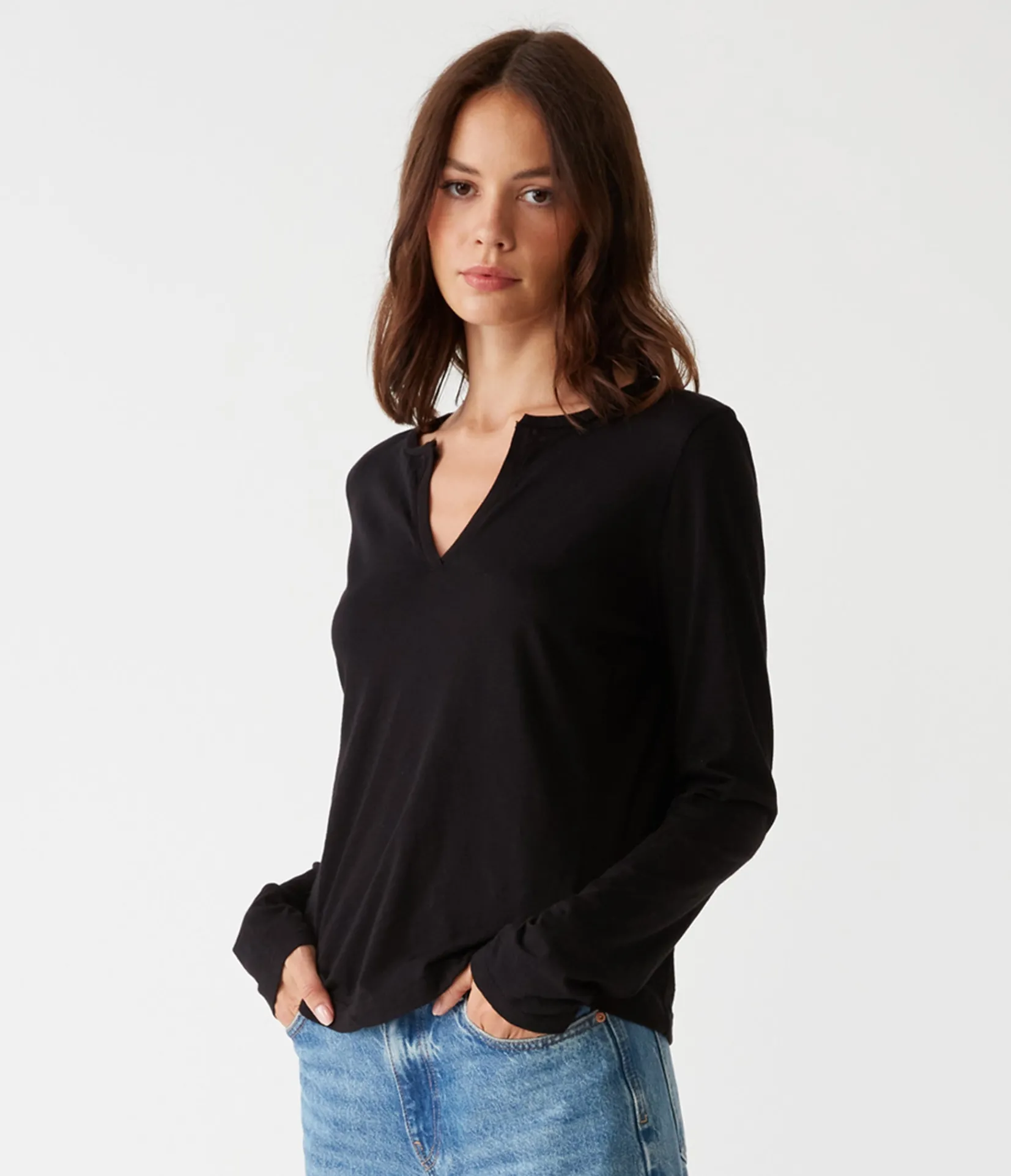 hailie_rib_mixed_tee_14.webp Michael Stars Hailie Rib Mixed Tee- T-Shirts | Supima Cotton T-Shirts