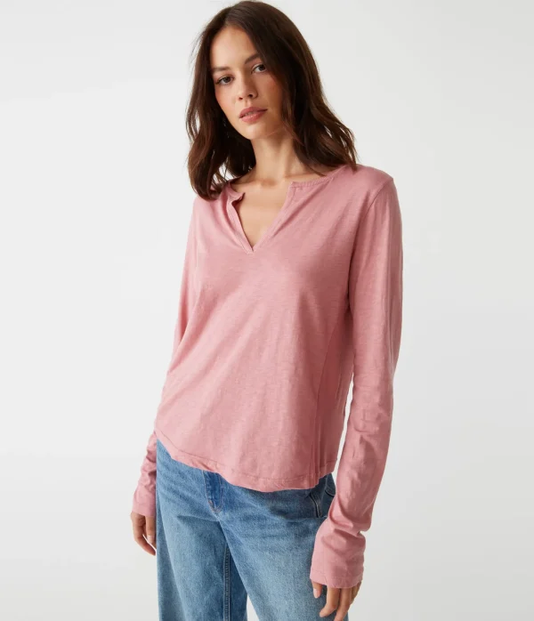 Michael Stars Hailie Rib Mixed Tee- T-Shirts | Supima Cotton T-Shirts