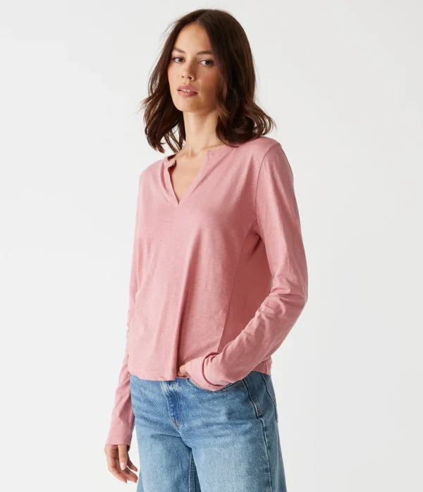 Michael Stars Hailie Rib Mixed Tee- T-Shirts | Supima Cotton T-Shirts