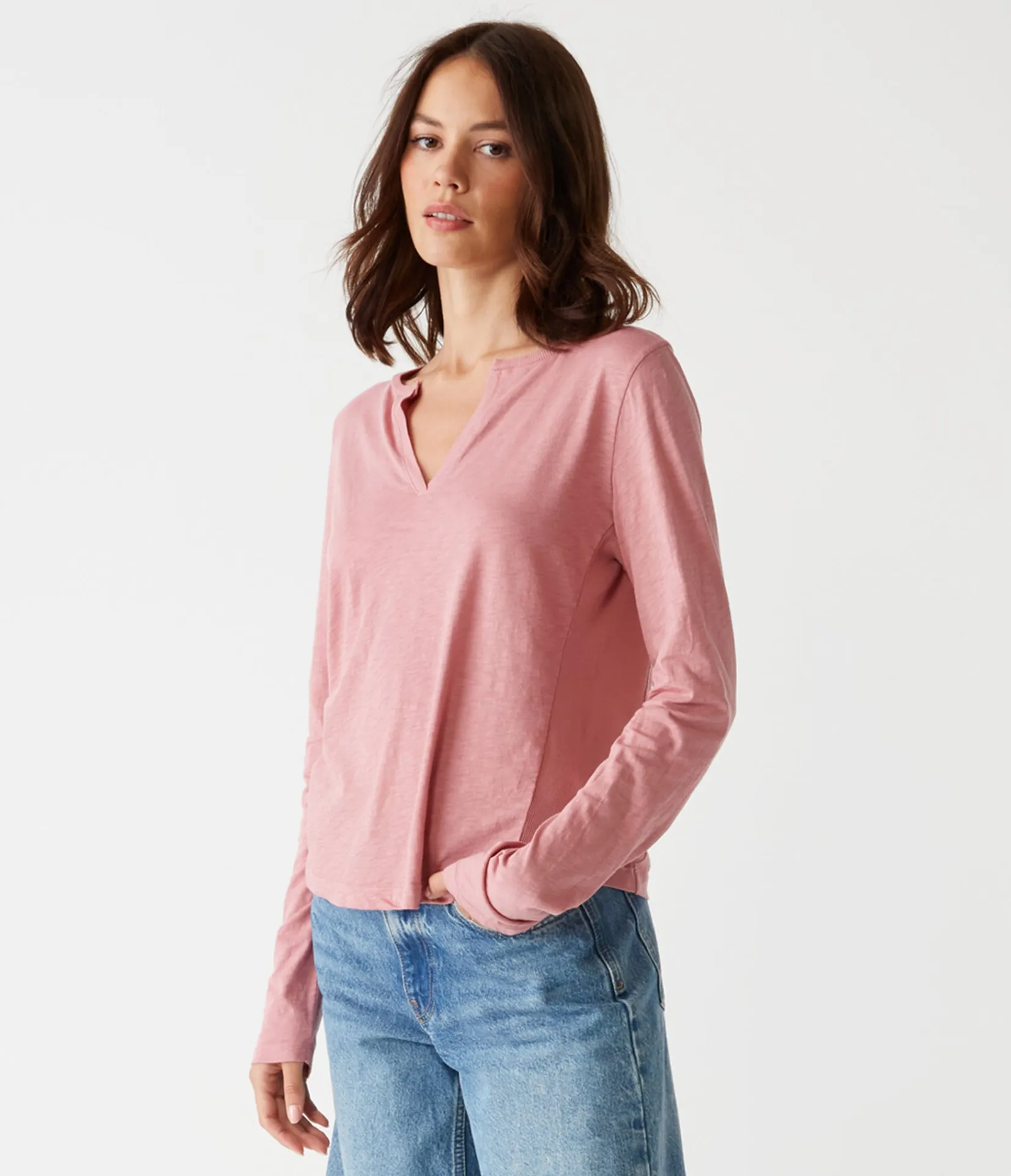 hailie_rib_mixed_tee_6.webp Michael Stars Hailie Rib Mixed Tee- T-Shirts | Supima Cotton T-Shirts