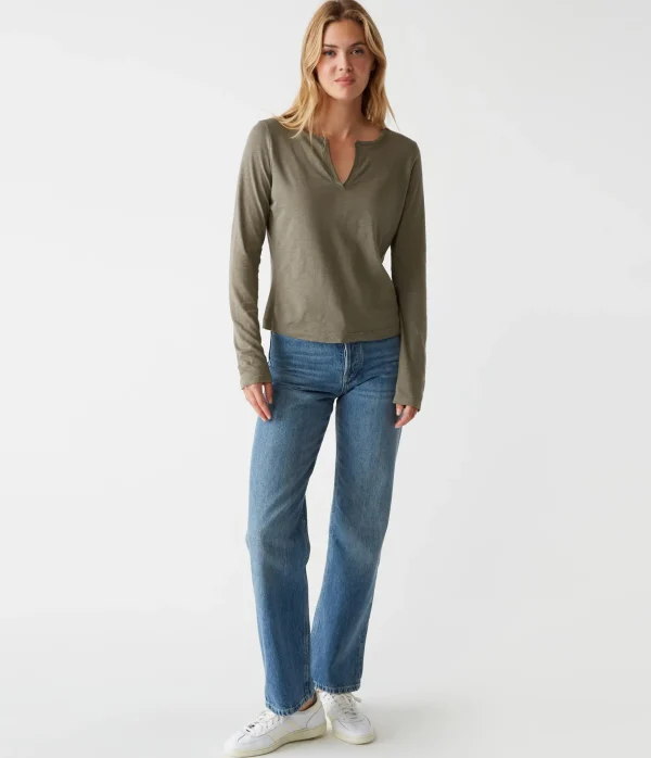 Michael Stars Hailie Rib Mixed Tee- T-Shirts | Supima Cotton T-Shirts