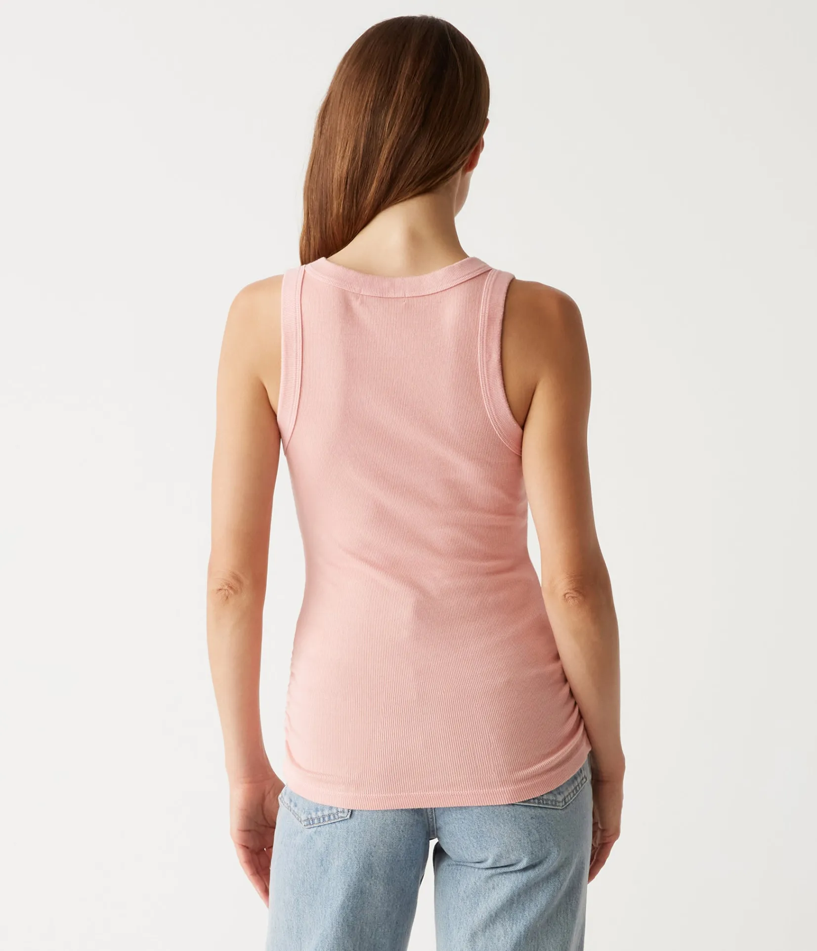 halley_ribbed_tank_with_ruching_107.webp Michael Stars Halley Ribbed Tank with Ruching- Tank Tops | Ultra Rib T-Shirts