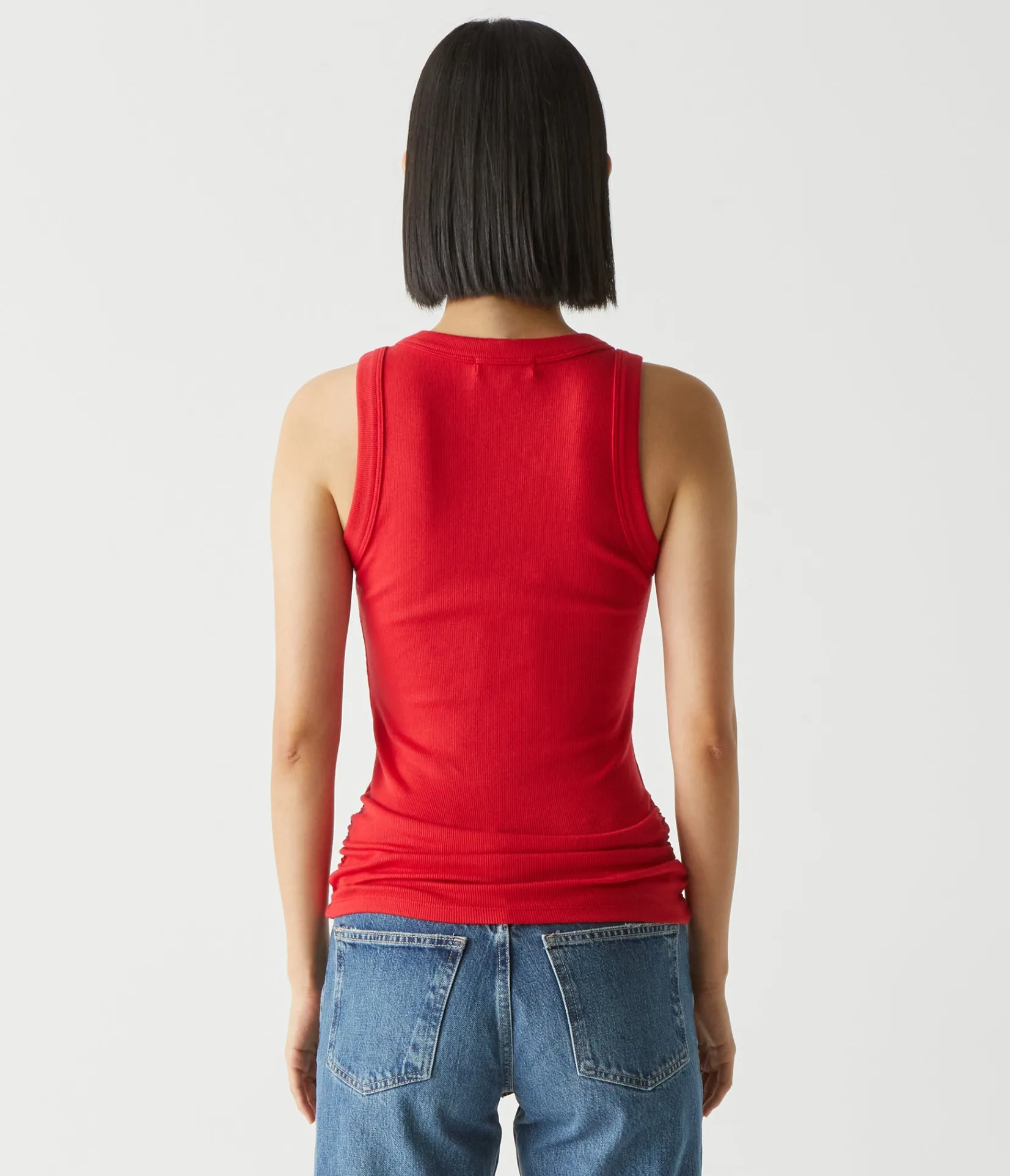 halley_ribbed_tank_with_ruching_11.webp Michael Stars Halley Ribbed Tank with Ruching- Tank Tops | Ultra Rib T-Shirts