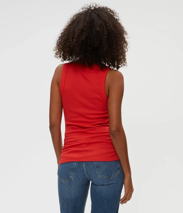 Michael Stars Halley Ribbed Tank with Ruching- Tank Tops | Ultra Rib T-Shirts