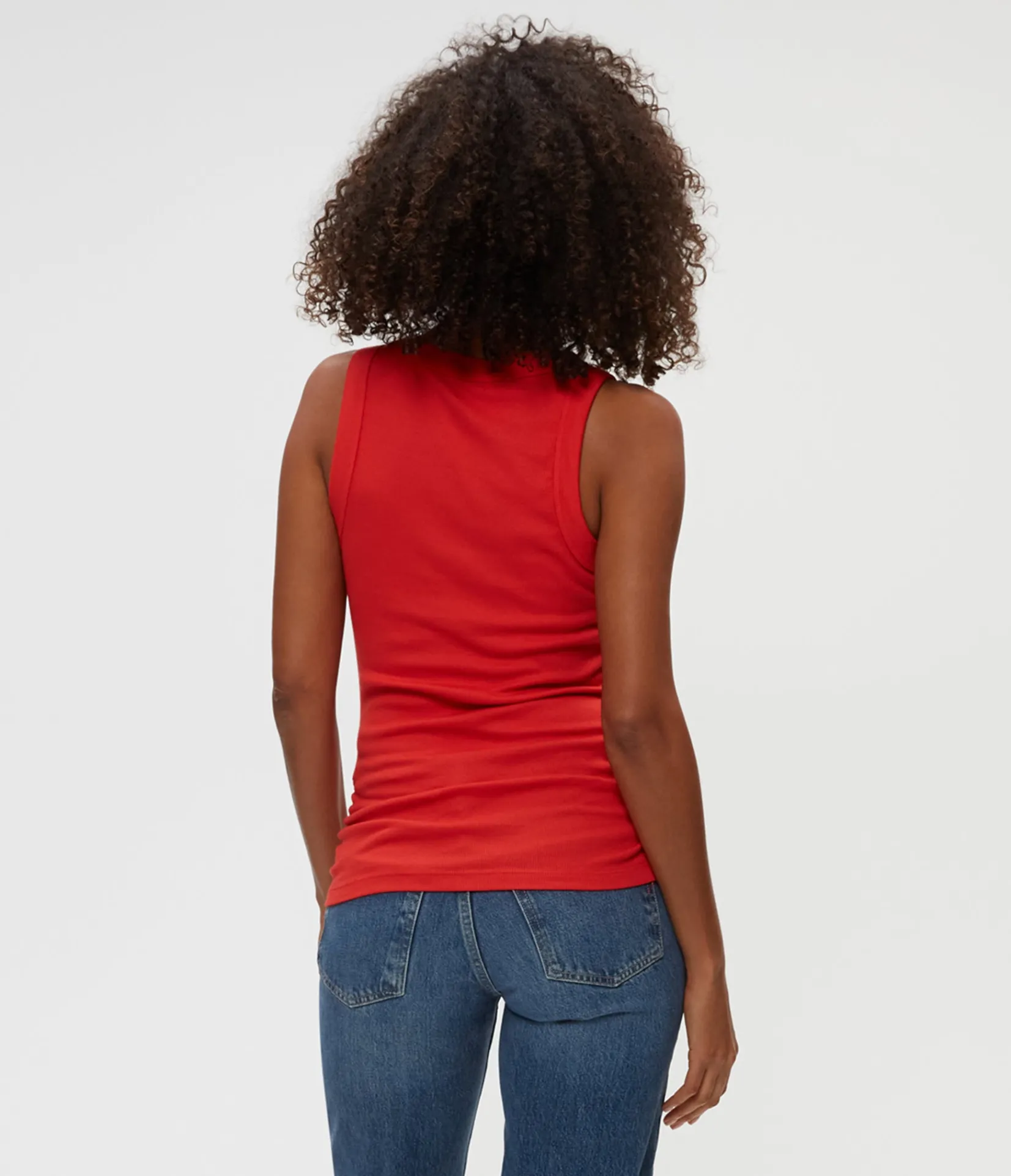 halley_ribbed_tank_with_ruching_119.webp Michael Stars Halley Ribbed Tank with Ruching- Tank Tops | Ultra Rib T-Shirts
