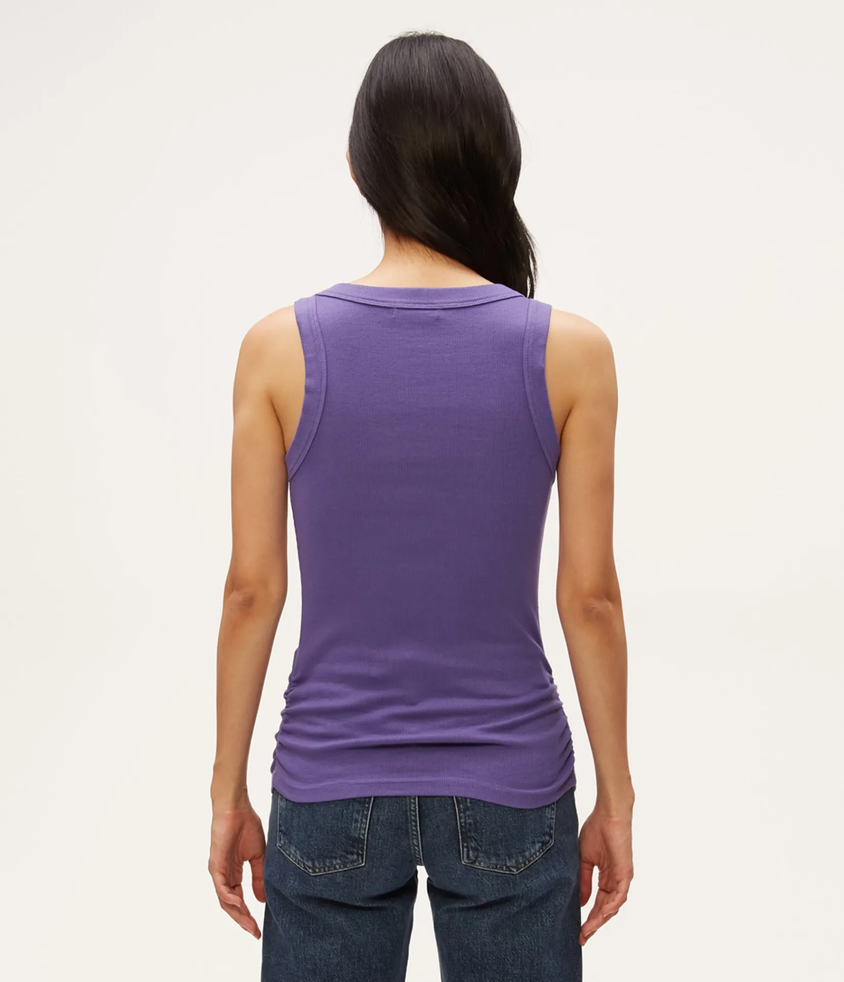 halley_ribbed_tank_with_ruching_15.webp Michael Stars Halley Ribbed Tank with Ruching- Tank Tops | Ultra Rib T-Shirts