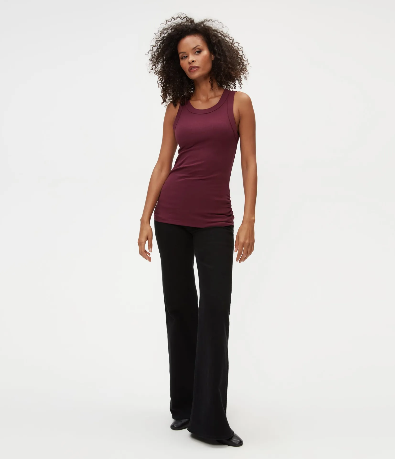 halley_ribbed_tank_with_ruching_17.webp Michael Stars Halley Ribbed Tank with Ruching- Tank Tops | Ultra Rib T-Shirts
