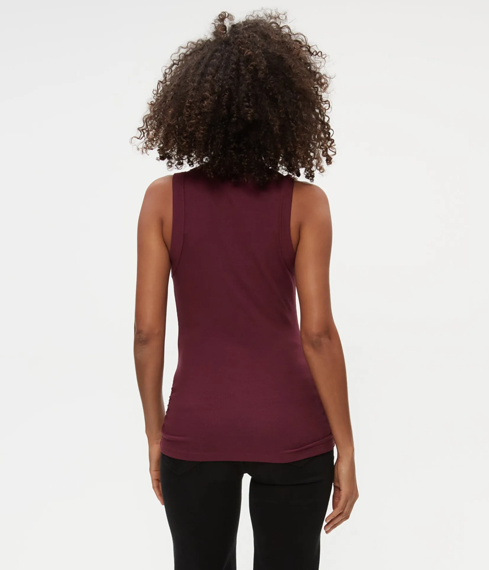 halley_ribbed_tank_with_ruching_19.webp Michael Stars Halley Ribbed Tank with Ruching- Tank Tops | Ultra Rib T-Shirts