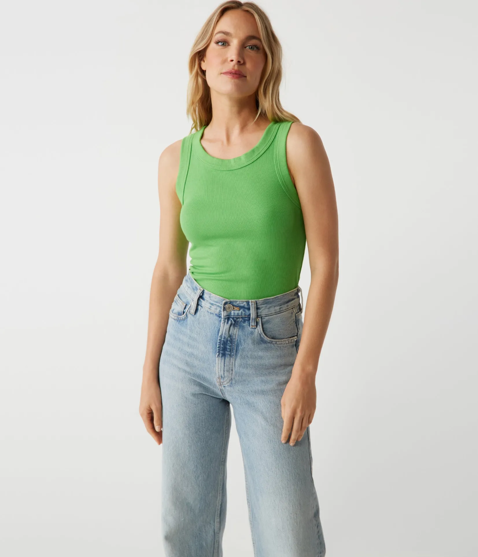 halley_ribbed_tank_with_ruching_20.webp Michael Stars Halley Ribbed Tank with Ruching- Tank Tops | Ultra Rib T-Shirts