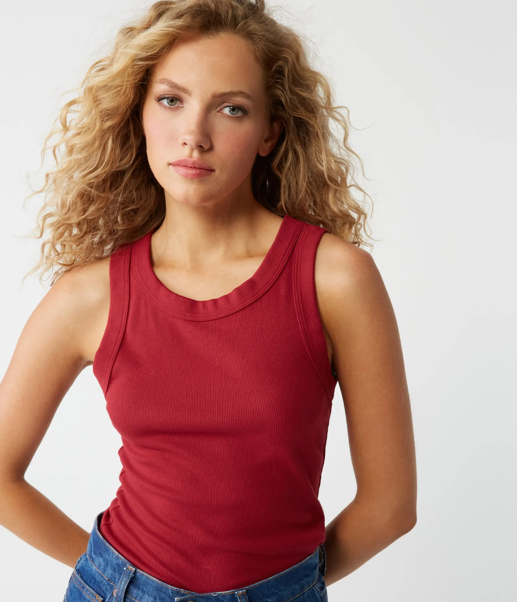 halley_ribbed_tank_with_ruching_24.webp Michael Stars Halley Ribbed Tank with Ruching- Tank Tops | Ultra Rib T-Shirts