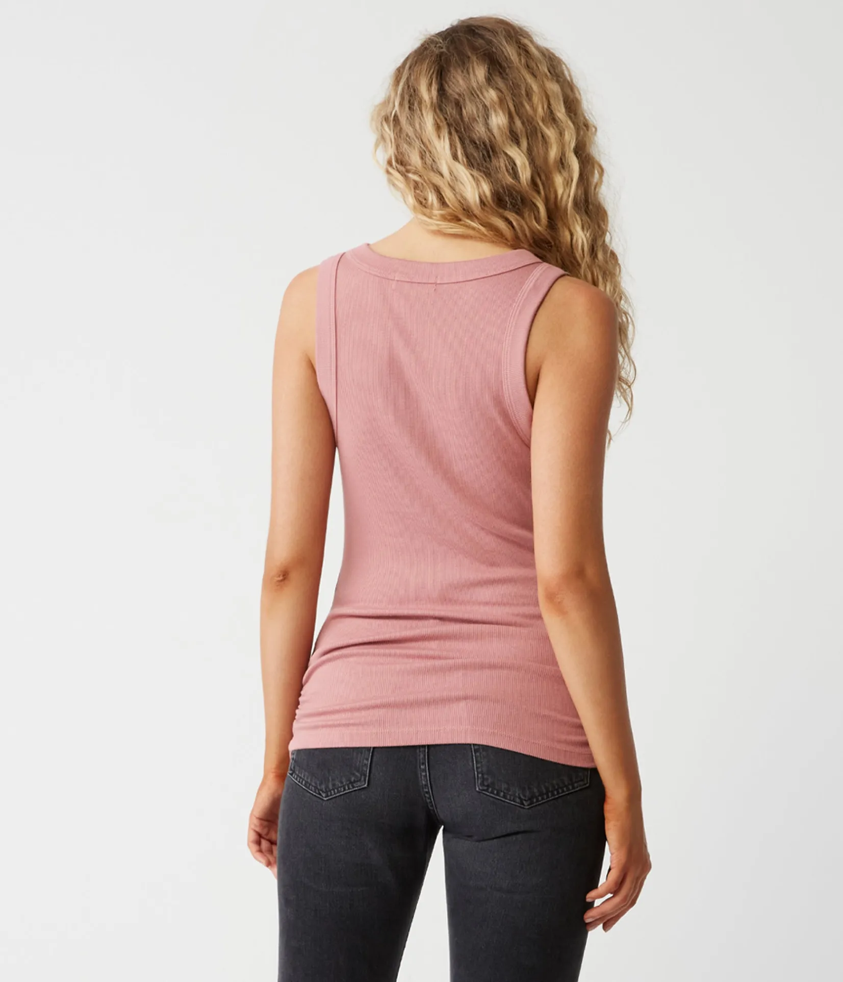 halley_ribbed_tank_with_ruching_35.webp Michael Stars Halley Ribbed Tank with Ruching- Tank Tops | Ultra Rib T-Shirts