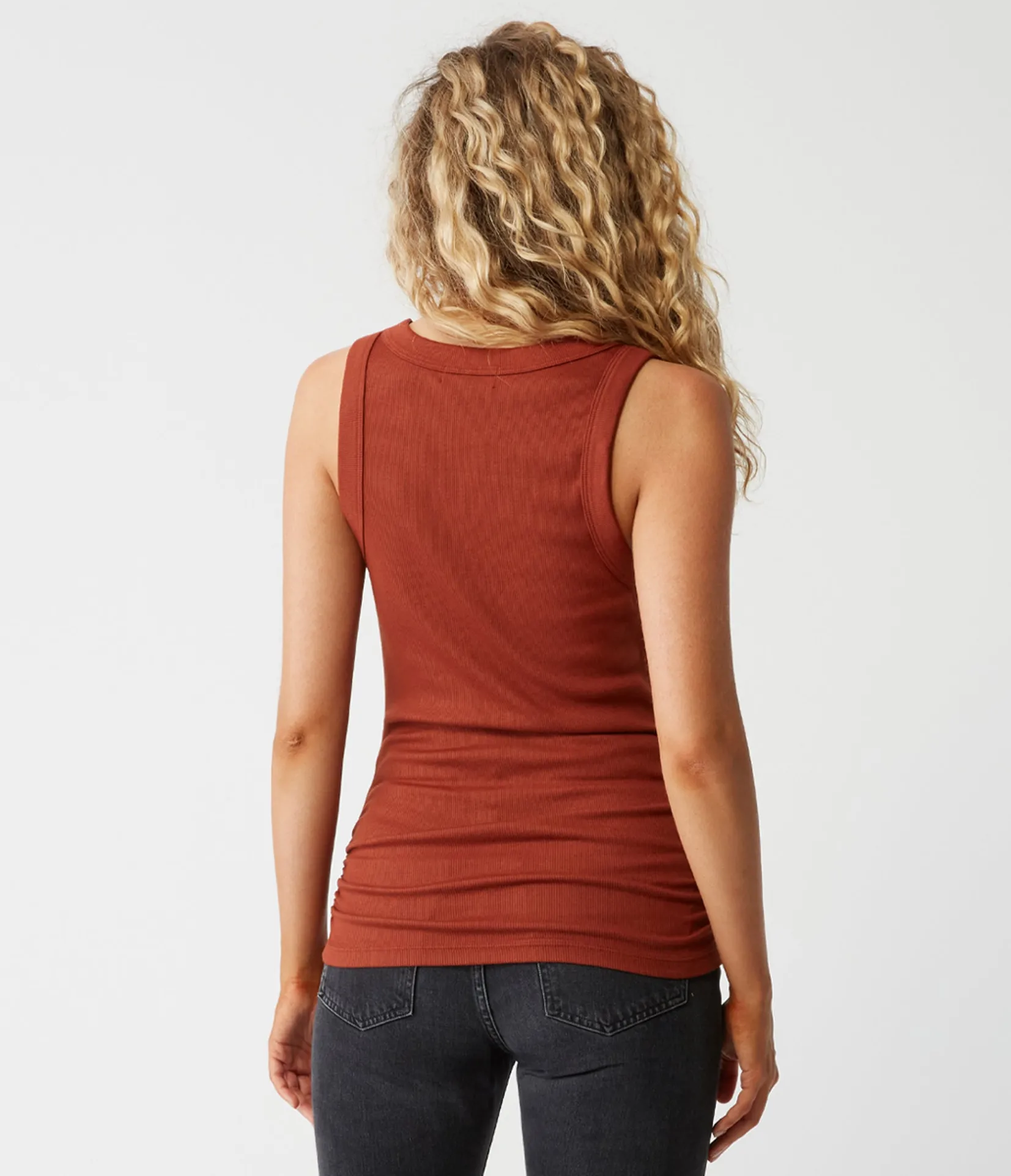 halley_ribbed_tank_with_ruching_39.webp Michael Stars Halley Ribbed Tank with Ruching- Tank Tops | Ultra Rib T-Shirts