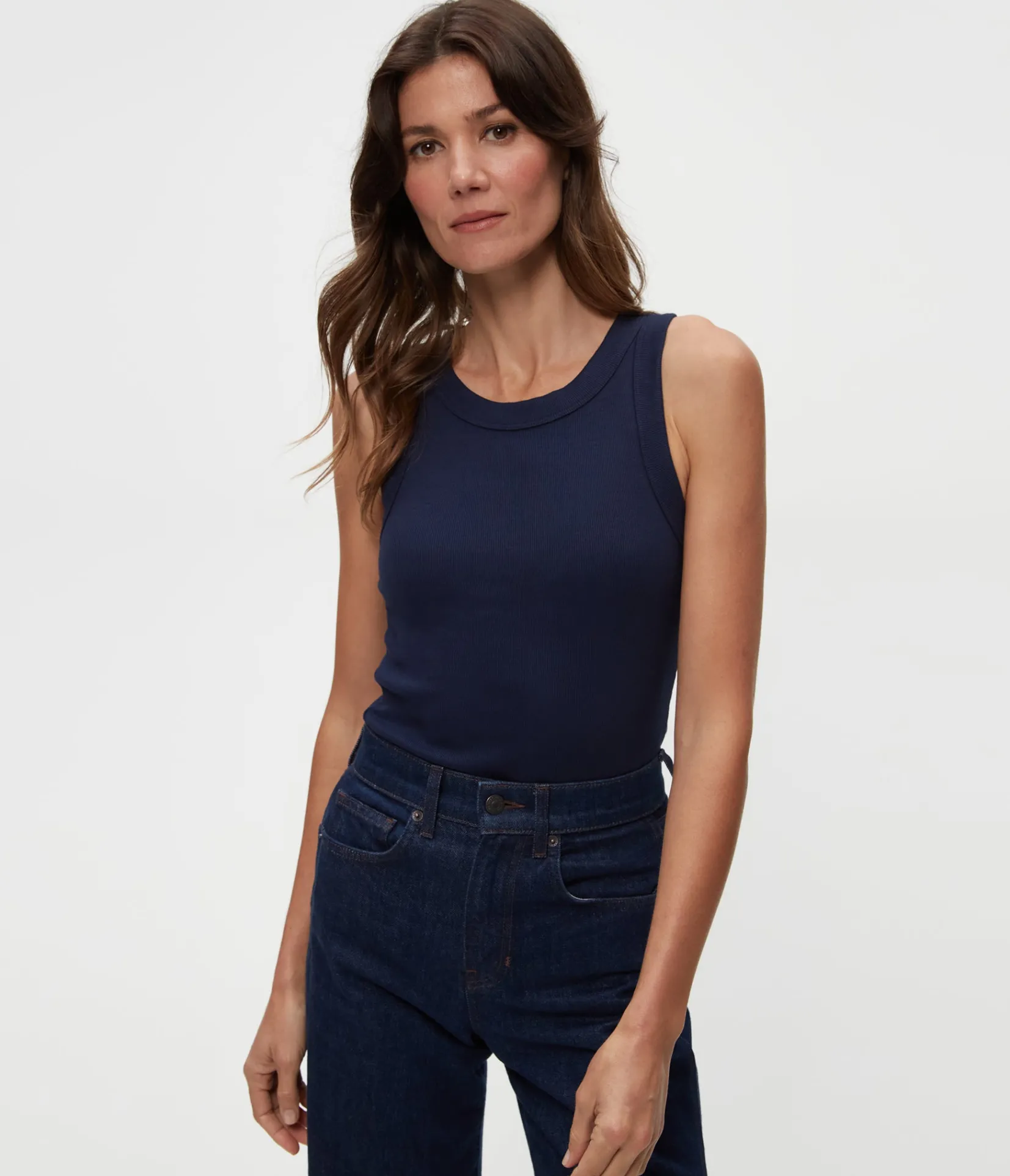 halley_ribbed_tank_with_ruching_40.webp Michael Stars Halley Ribbed Tank with Ruching- Tank Tops | Ultra Rib T-Shirts