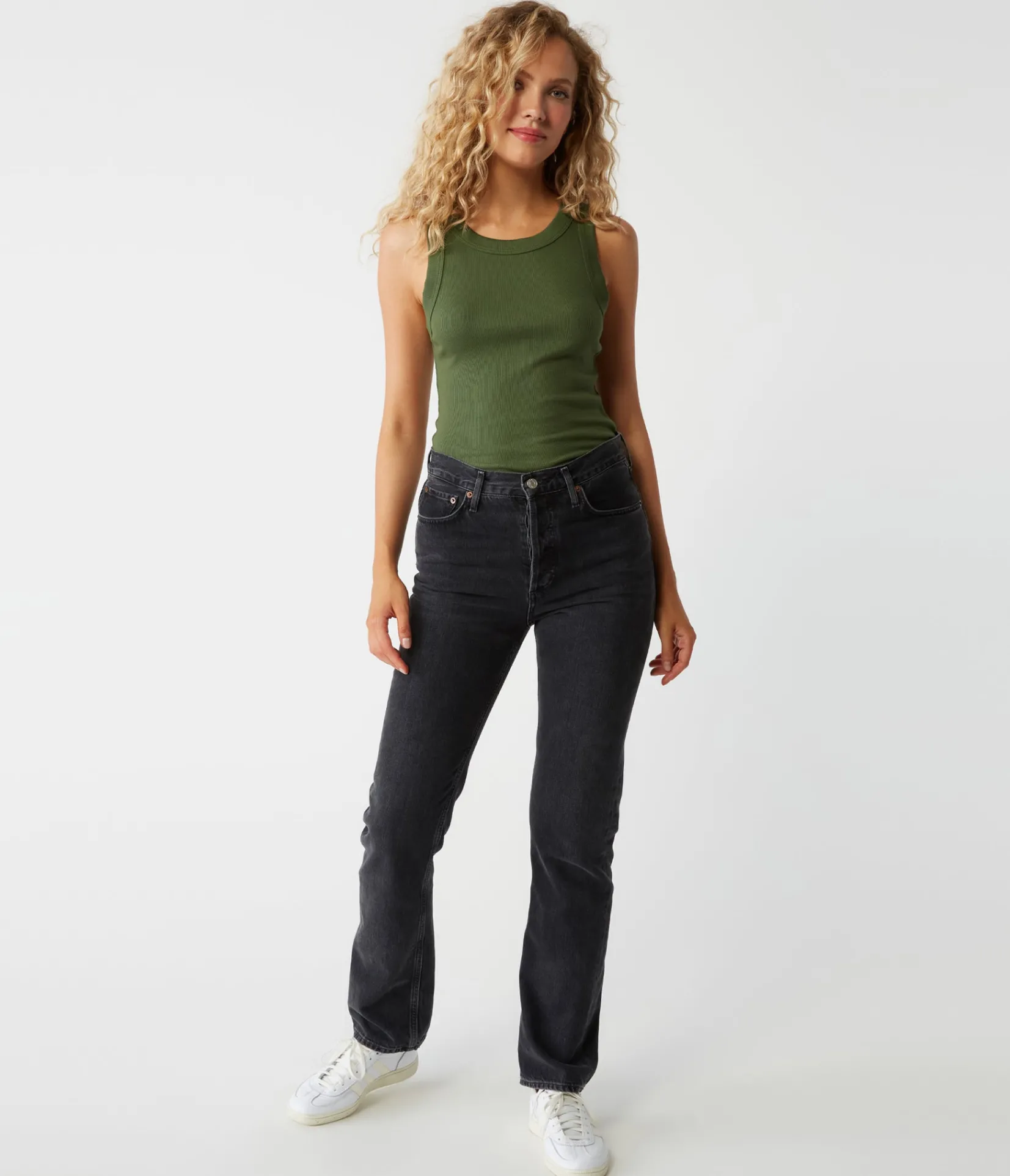 halley_ribbed_tank_with_ruching_45.webp Michael Stars Halley Ribbed Tank with Ruching- Tank Tops | Ultra Rib T-Shirts