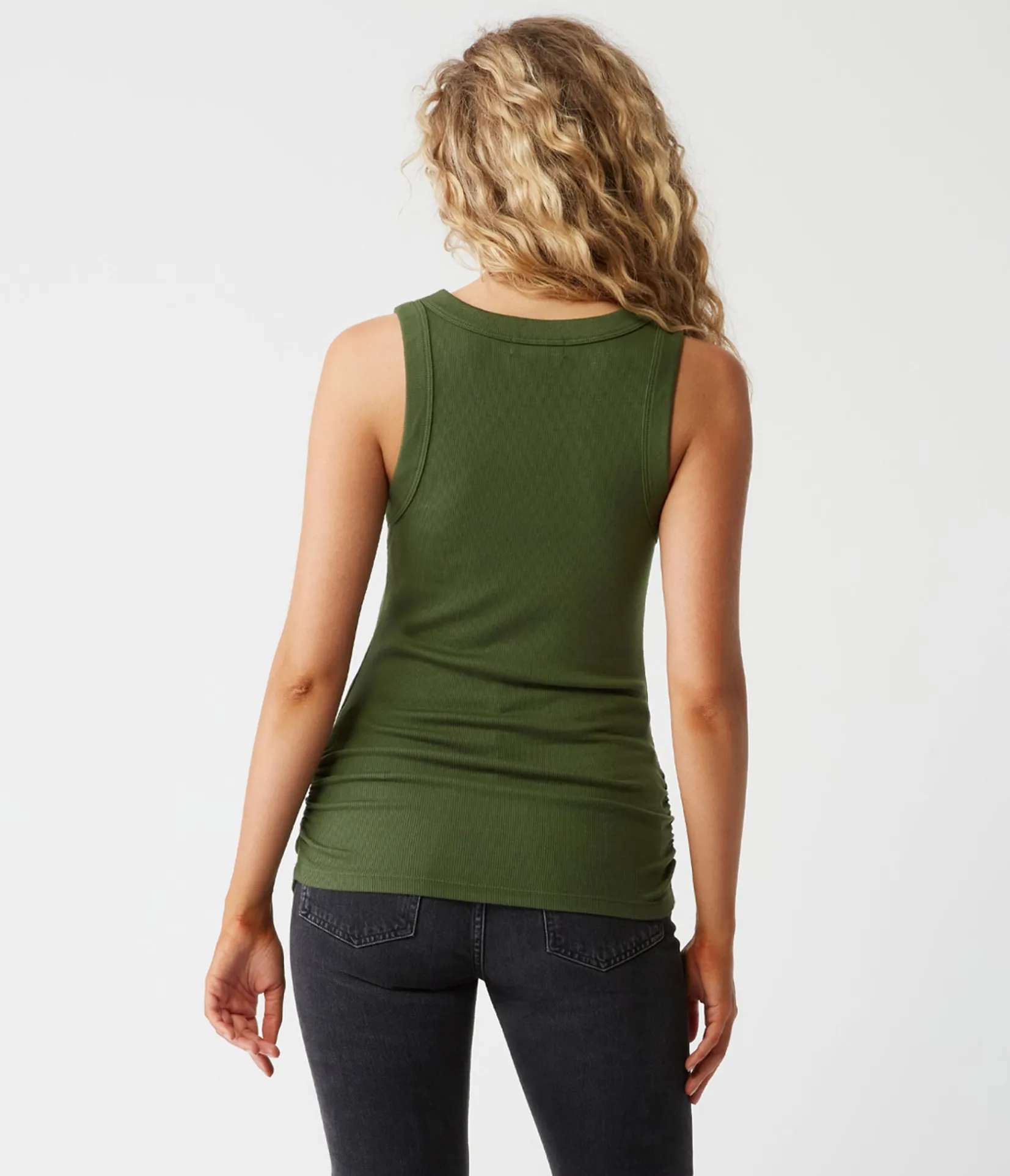 halley_ribbed_tank_with_ruching_47.webp Michael Stars Halley Ribbed Tank with Ruching- Tank Tops | Ultra Rib T-Shirts
