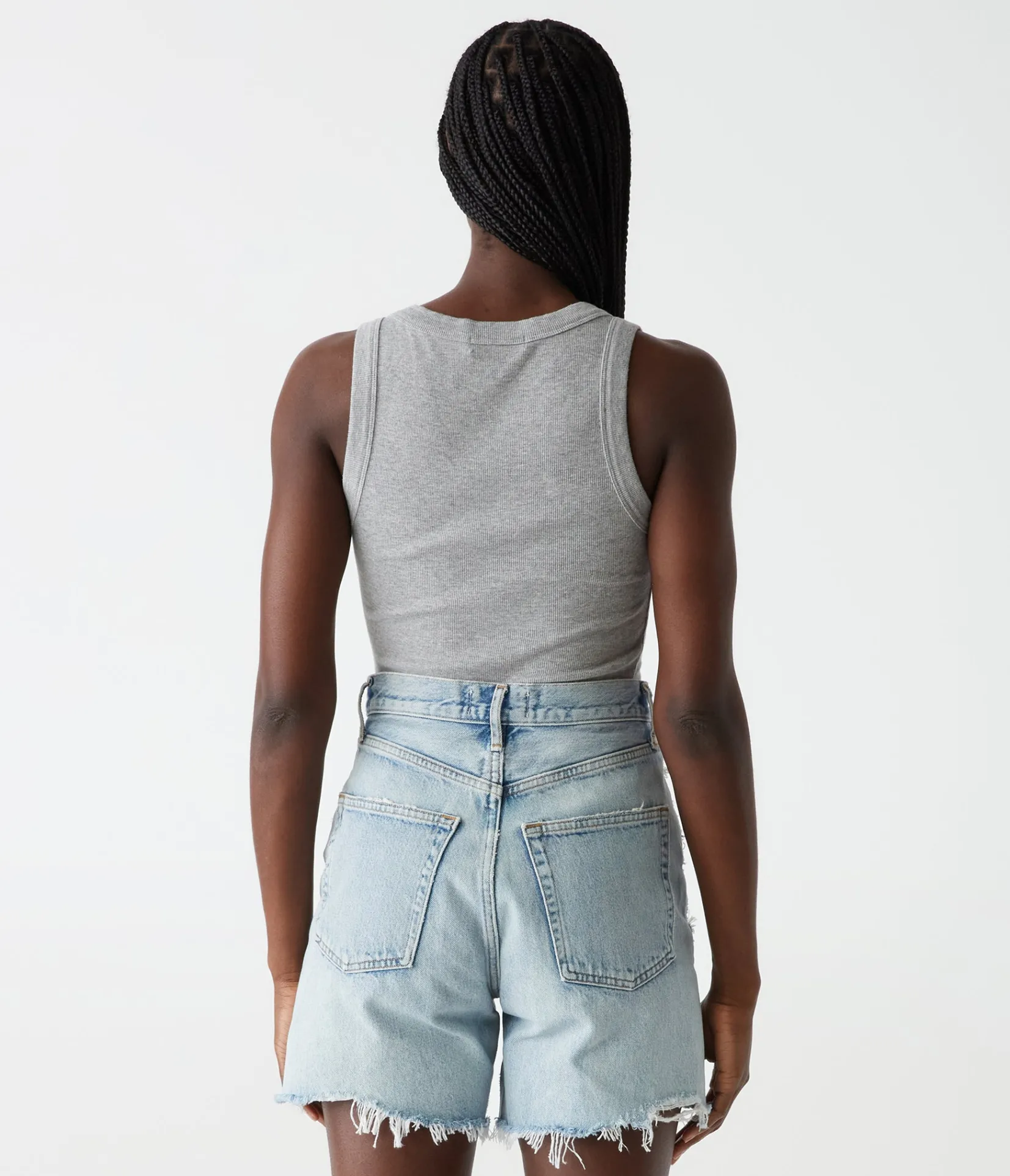 halley_ribbed_tank_with_ruching_63.webp Michael Stars Halley Ribbed Tank with Ruching- Tank Tops | Ultra Rib T-Shirts