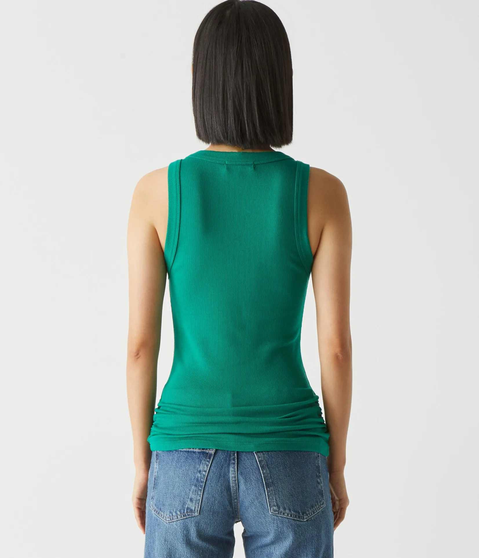 halley_ribbed_tank_with_ruching_83.webp Michael Stars Halley Ribbed Tank with Ruching- Tank Tops | Ultra Rib T-Shirts