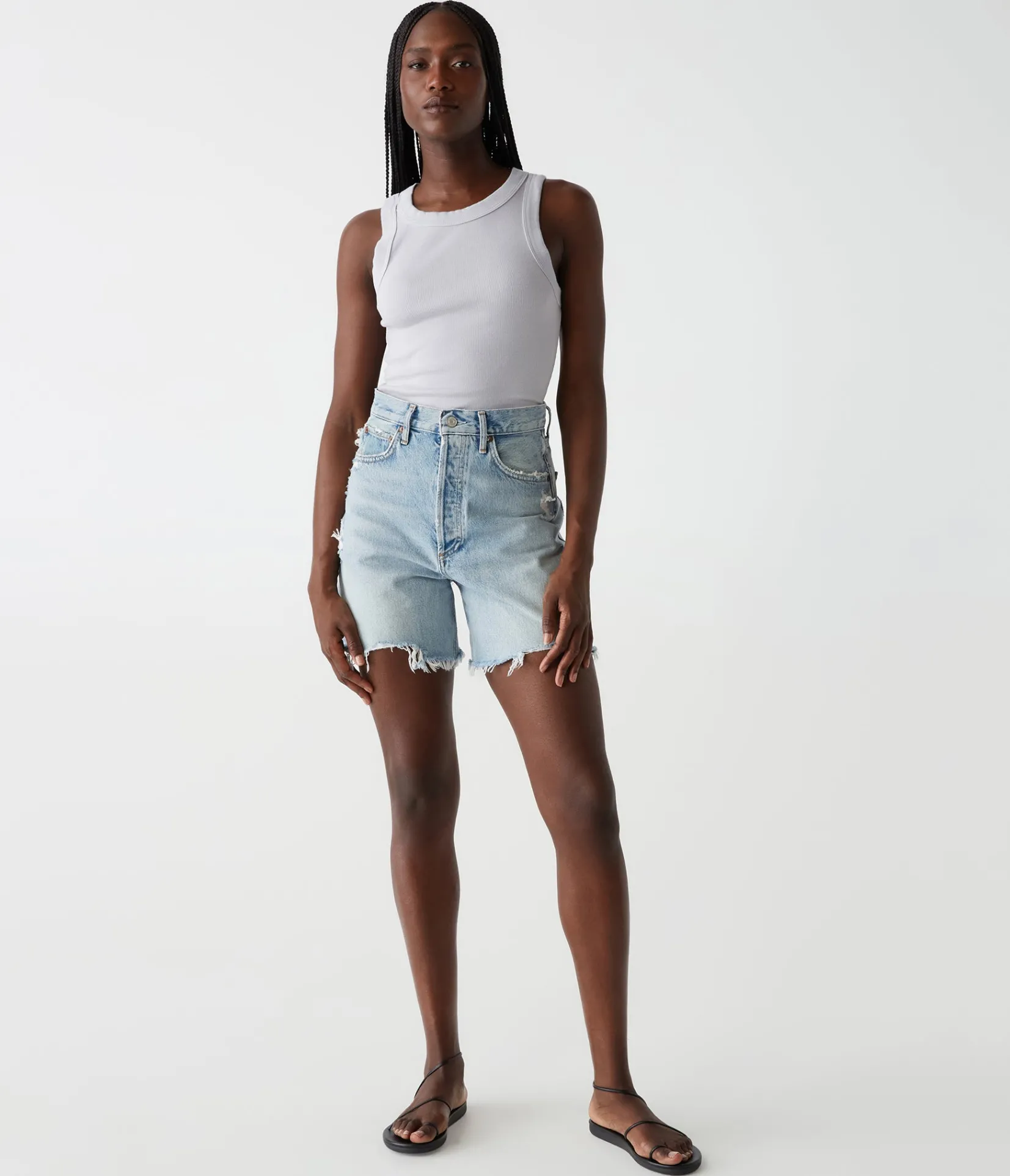 halley_ribbed_tank_with_ruching_85.webp Michael Stars Halley Ribbed Tank with Ruching- Tank Tops | Ultra Rib T-Shirts