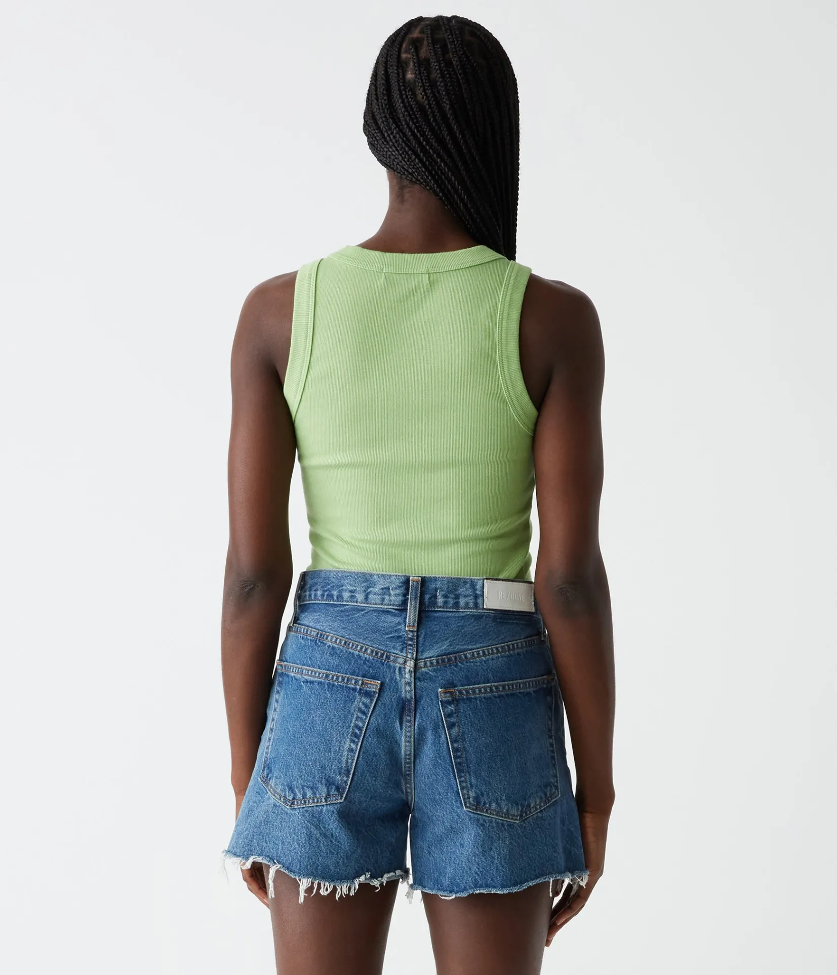 halley_ribbed_tank_with_ruching_91.webp Michael Stars Halley Ribbed Tank with Ruching- Tank Tops | Ultra Rib T-Shirts
