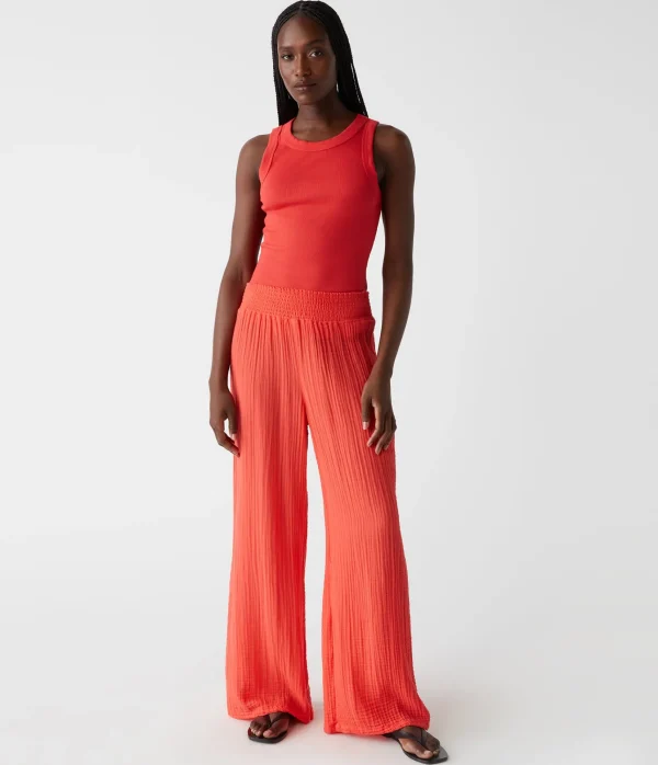 Michael Stars Halley Ribbed Tank with Ruching- Tank Tops | Ultra Rib T-Shirts