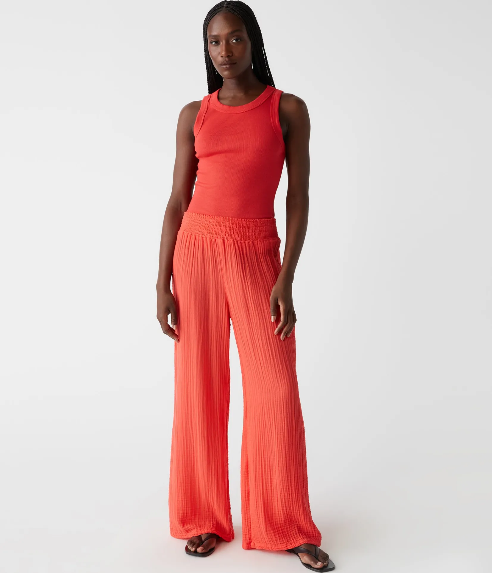 halley_ribbed_tank_with_ruching_93.webp Michael Stars Halley Ribbed Tank with Ruching- Tank Tops | Ultra Rib T-Shirts