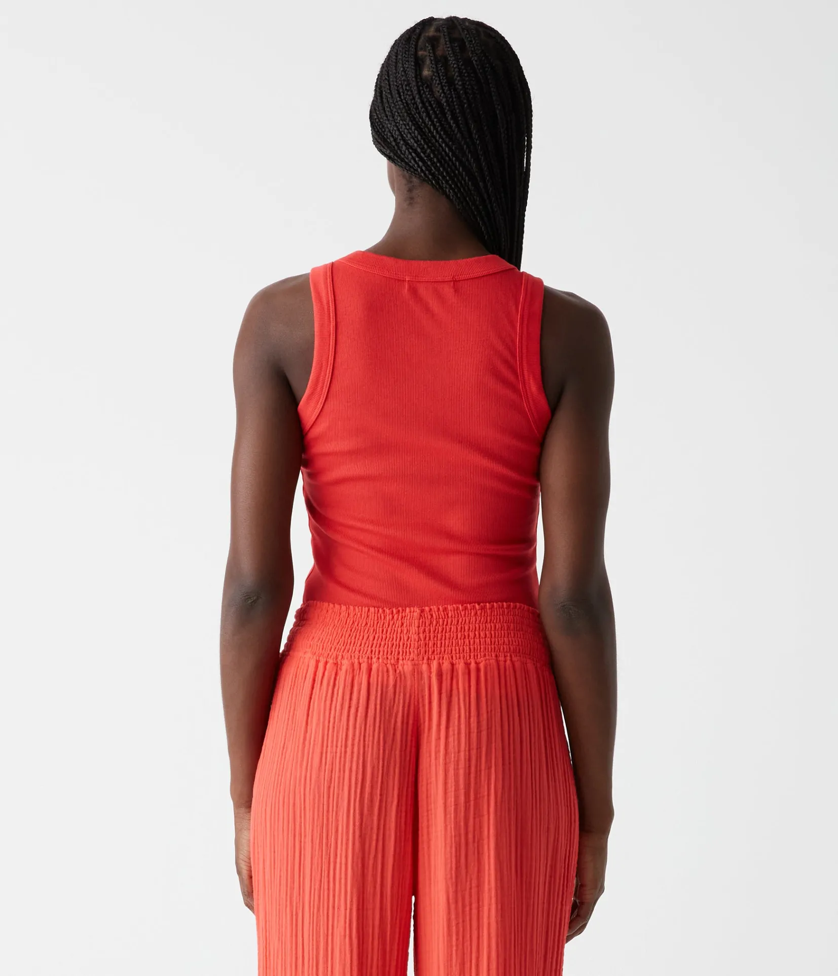 halley_ribbed_tank_with_ruching_95.webp Michael Stars Halley Ribbed Tank with Ruching- Tank Tops | Ultra Rib T-Shirts