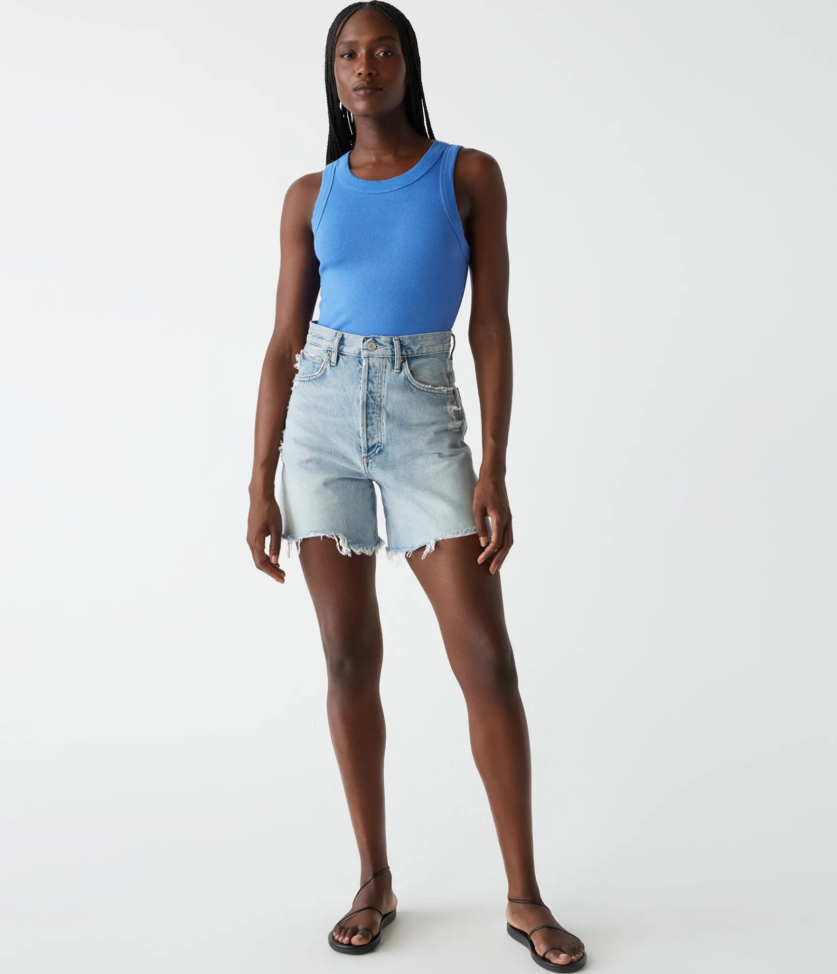 halley_ribbed_tank_with_ruching_97.webp Michael Stars Halley Ribbed Tank with Ruching- Tank Tops | Ultra Rib T-Shirts