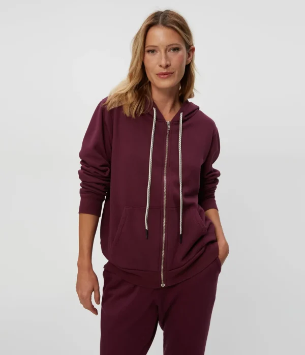 Michael Stars Harper Plush Terry Zip-Up Hoodie- Loungewear