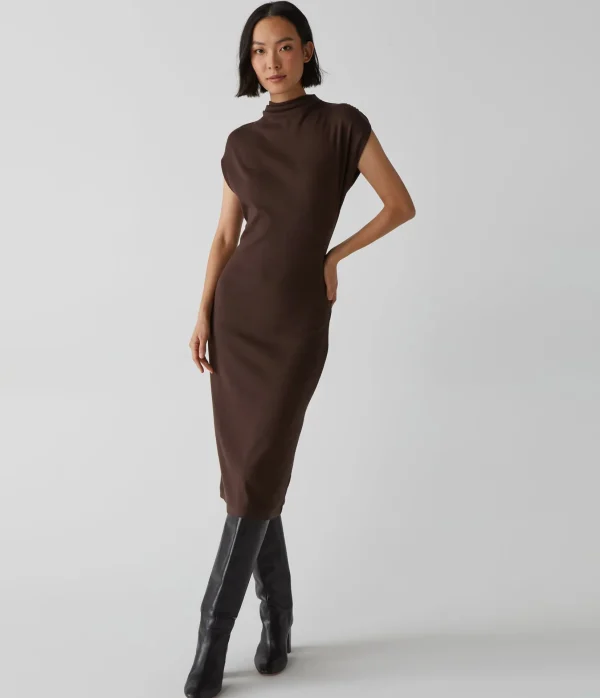 Michael Stars Iolanda Power Shoulder Dress- Dresses | Midi Dresses