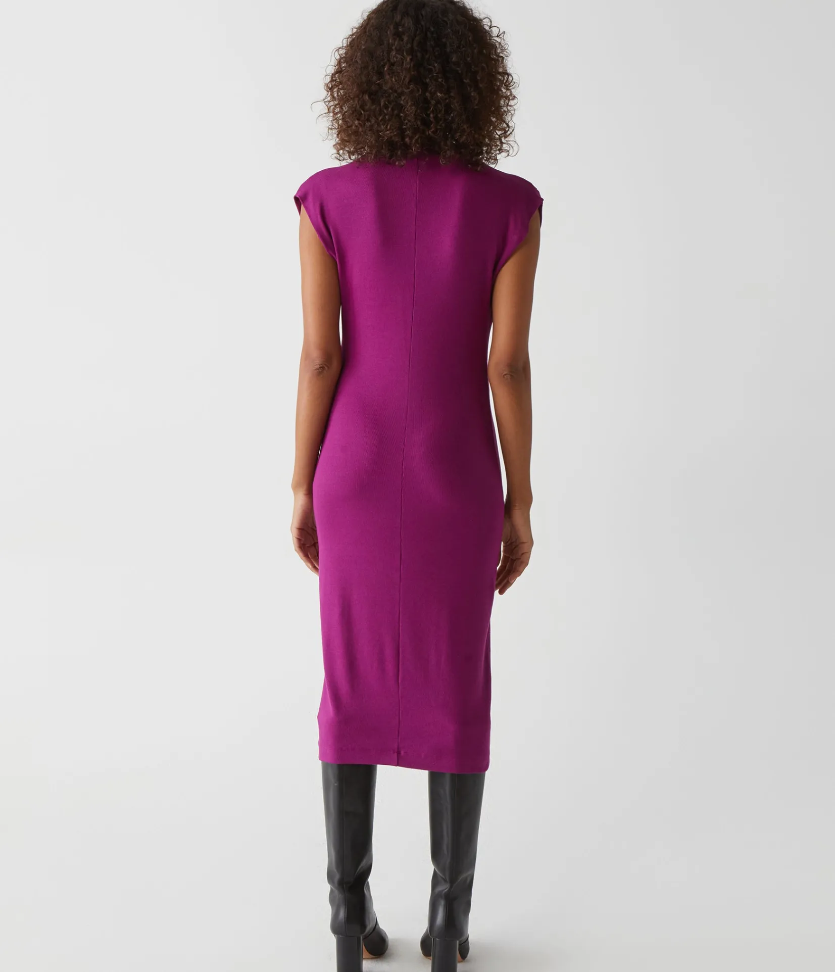 iolanda_power_shoulder_dress_19.webp Michael Stars Iolanda Power Shoulder Dress- Dresses | Midi Dresses