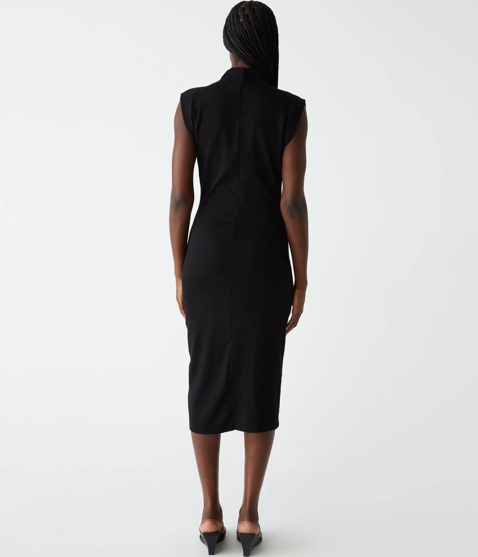 iolanda_power_shoulder_dress_3.webp Michael Stars Iolanda Power Shoulder Dress- Dresses | Midi Dresses