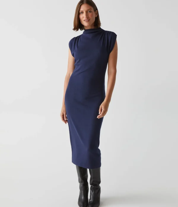 Michael Stars Iolanda Power Shoulder Dress- Dresses | Midi Dresses