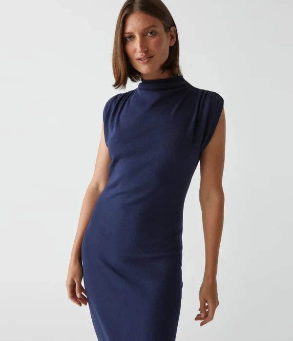 Michael Stars Iolanda Power Shoulder Dress- Dresses | Midi Dresses