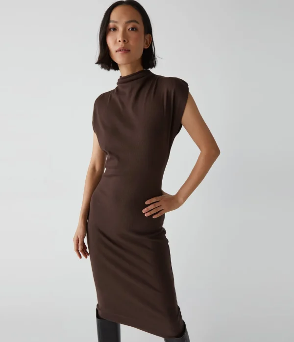 Michael Stars Iolanda Power Shoulder Dress- Dresses | Midi Dresses