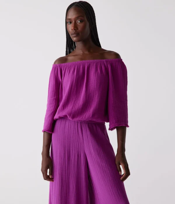 Michael Stars Isabel Convertible Gauze Top- Tops, Blouses & Shirts