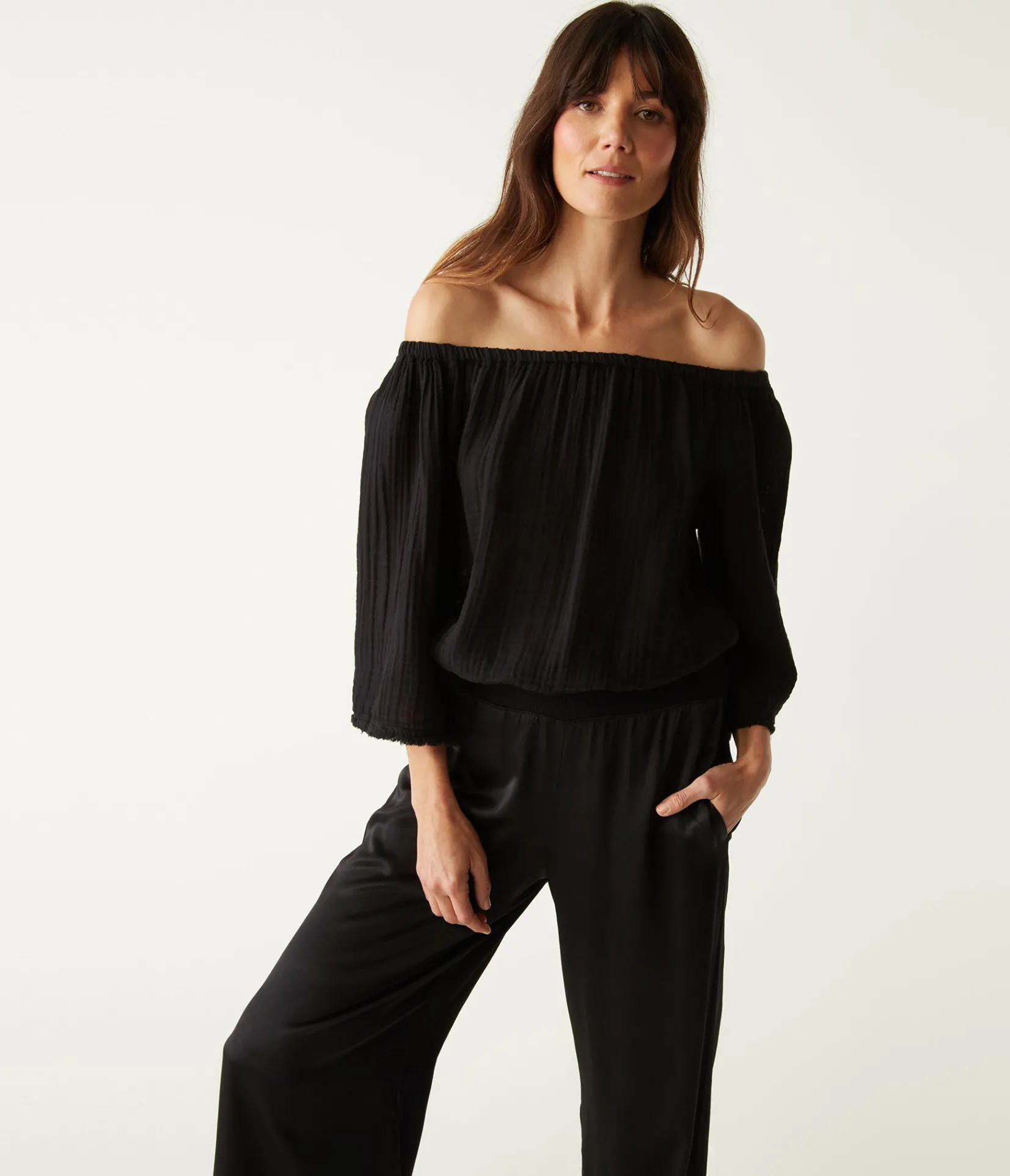 isabel_convertible_gauze_top_34.webp Michael Stars Isabel Convertible Gauze Top- Tops, Blouses & Shirts