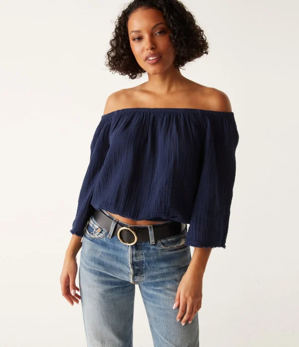 Michael Stars Isabel Convertible Gauze Top- Tops, Blouses & Shirts