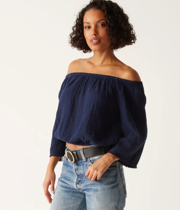 Michael Stars Isabel Convertible Gauze Top- Tops, Blouses & Shirts