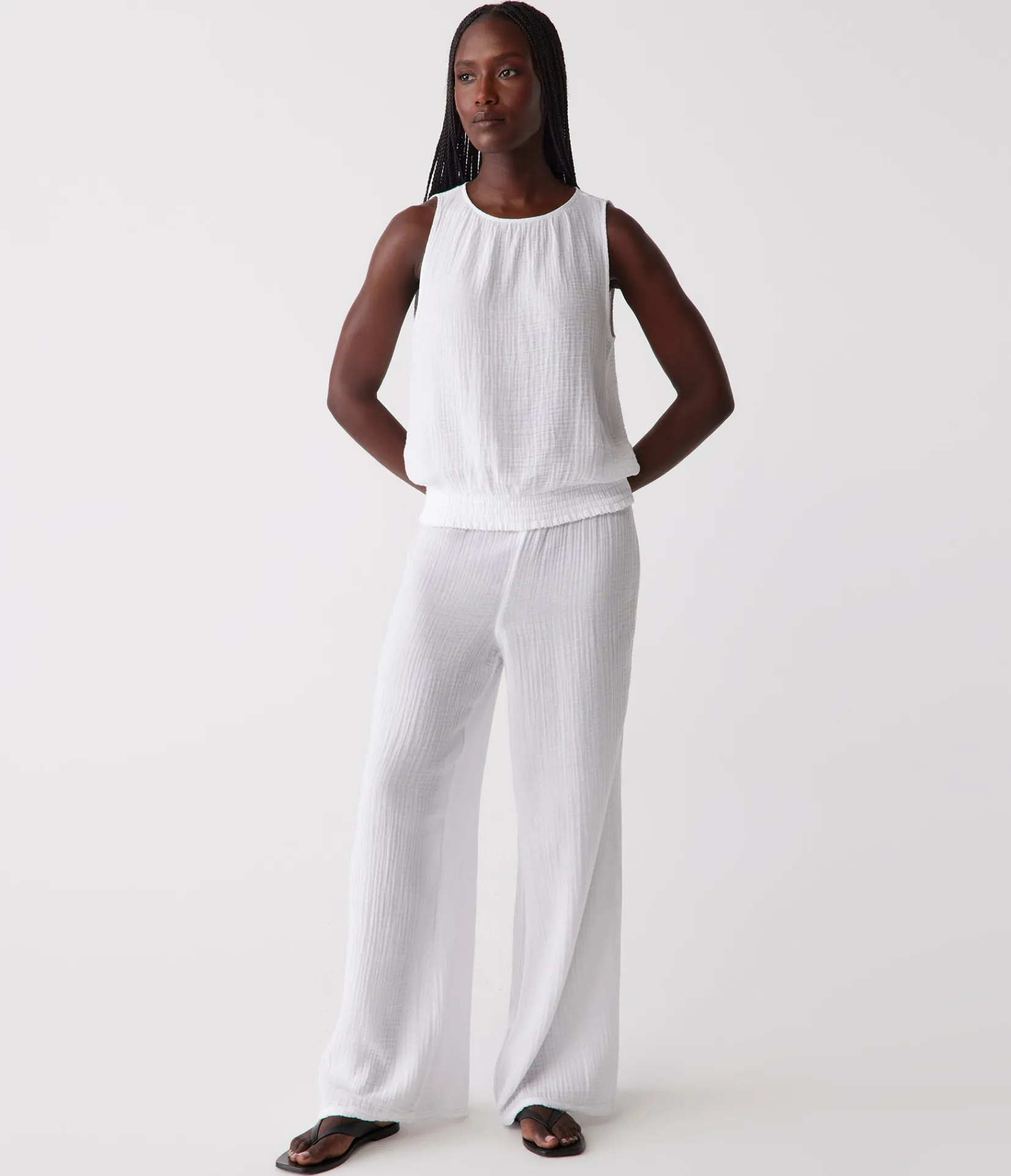 janelle_tie_neck_tank_10.webp Michael Stars Janelle Tie Neck Tank- Tops, Blouses & Shirts