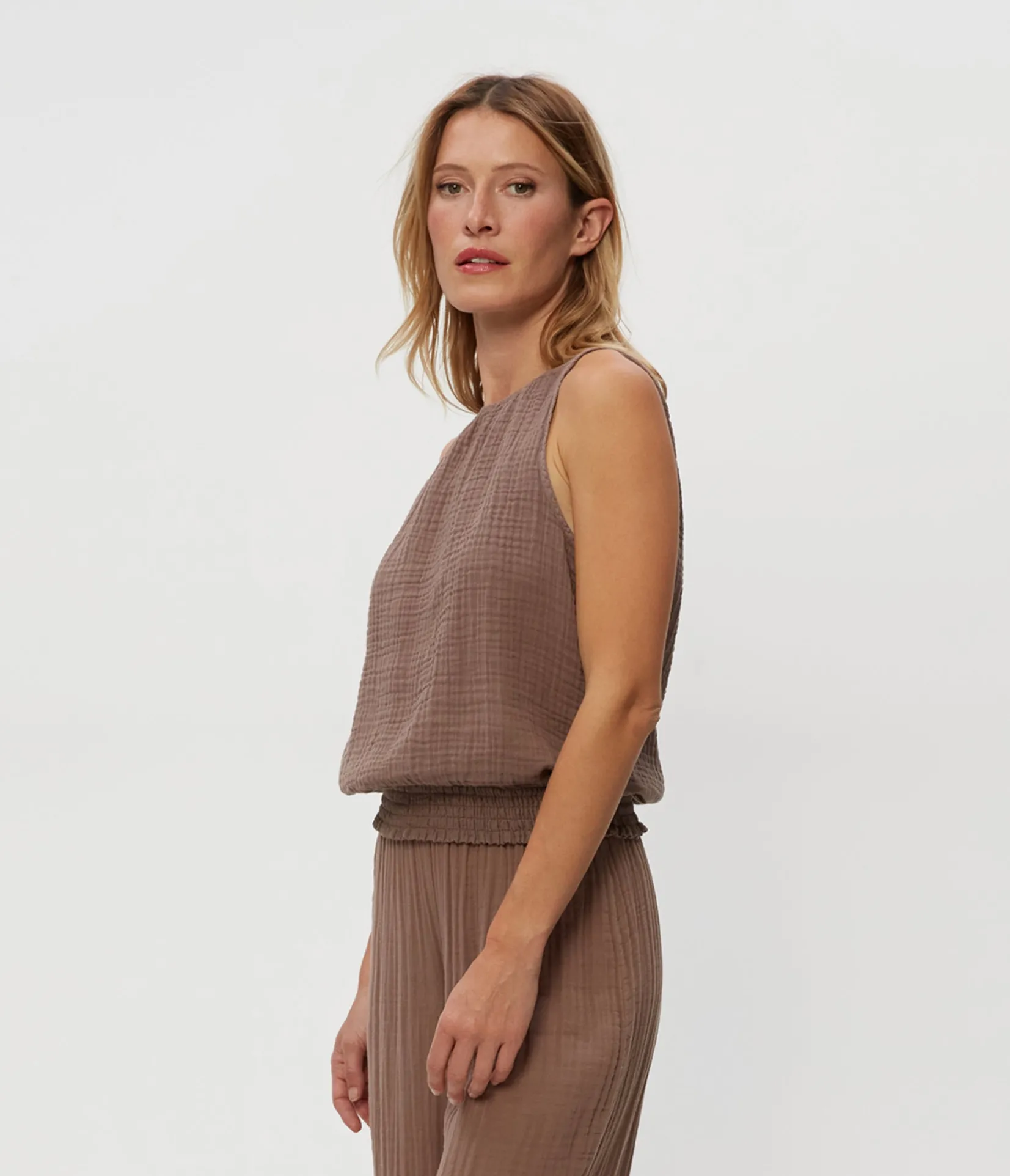 janelle_tie_neck_tank_3.webp Michael Stars Janelle Tie Neck Tank- Tops, Blouses & Shirts