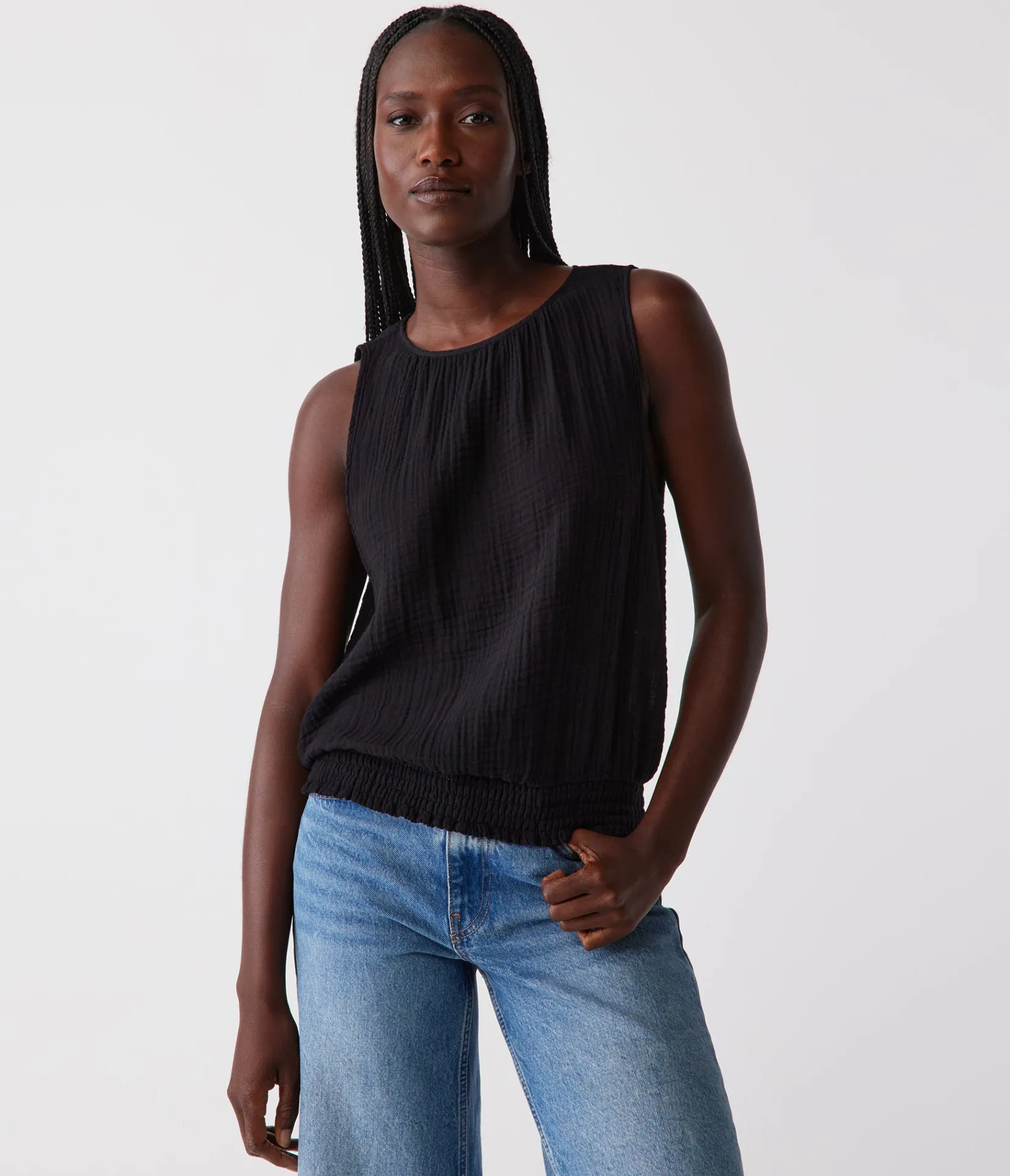 janelle_tie_neck_tank_5.webp Michael Stars Janelle Tie Neck Tank- Tops, Blouses & Shirts