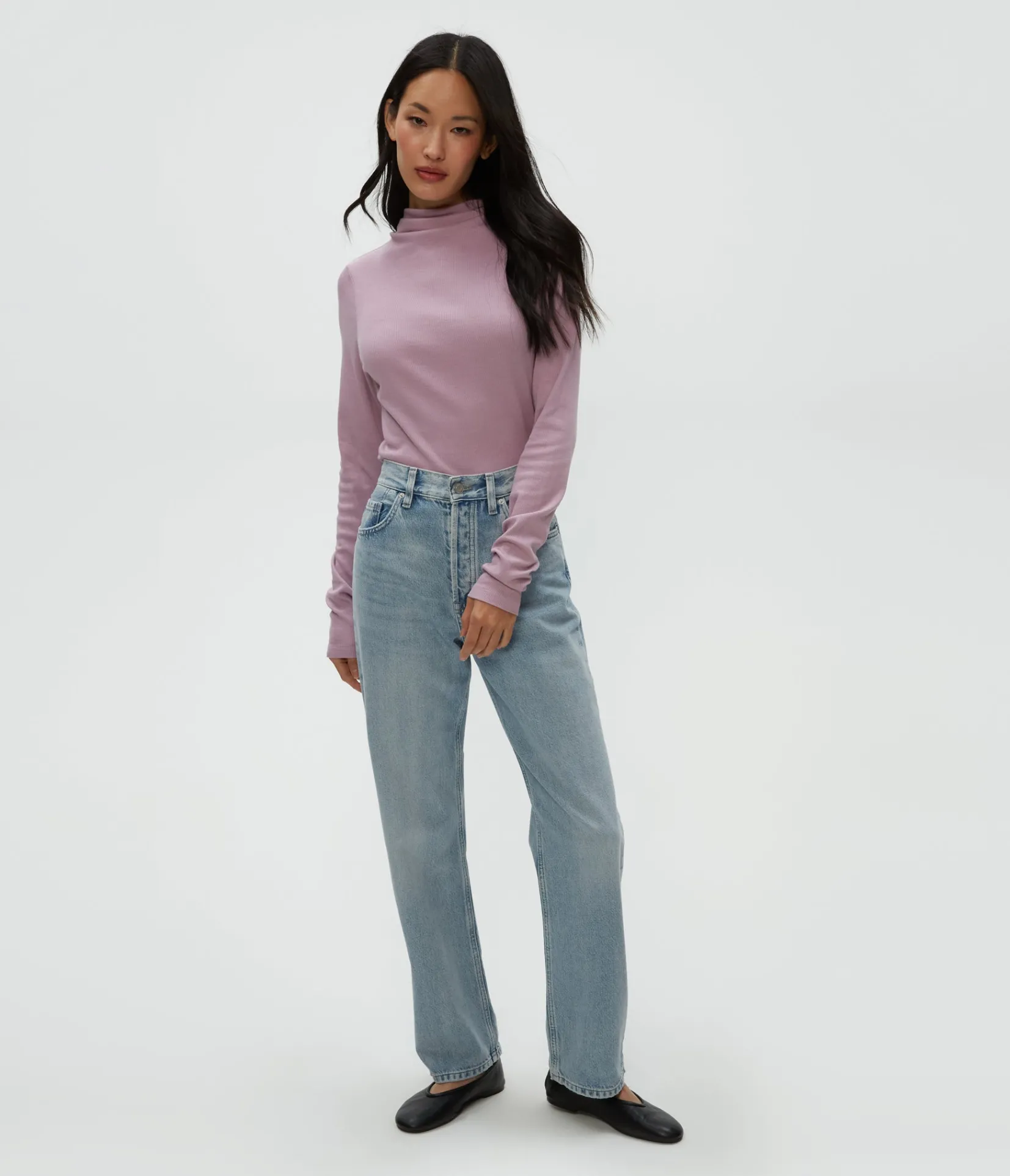 janine_mock_neck_top_1.webp Michael Stars Janine Mock Neck Top- T-Shirts | Ultra Rib T-Shirts